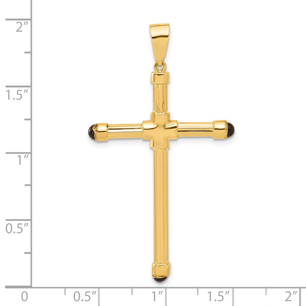 14k Yellow Gold 28.4 mm Polished with Black Onyx Cross Pendant (2.65 grams)
