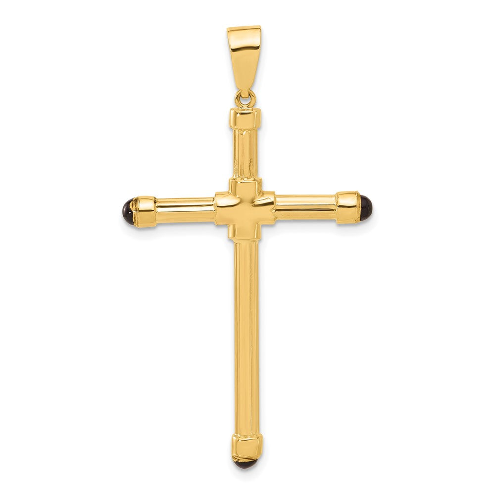 14k Yellow Gold 28.4 mm Polished with Black Onyx Cross Pendant (2.65 grams)