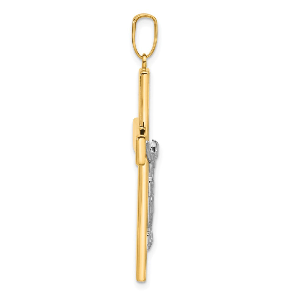 14k Two-tone 23.6 mm Two-tone Polished and Textured Jesus Crucifix Pendant (2.21 grams)