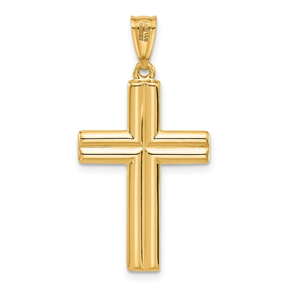 14k Two-tone 18.3 mm Two-tone Polished and Textured Jesus Crucifix Pendant (1.41 grams)