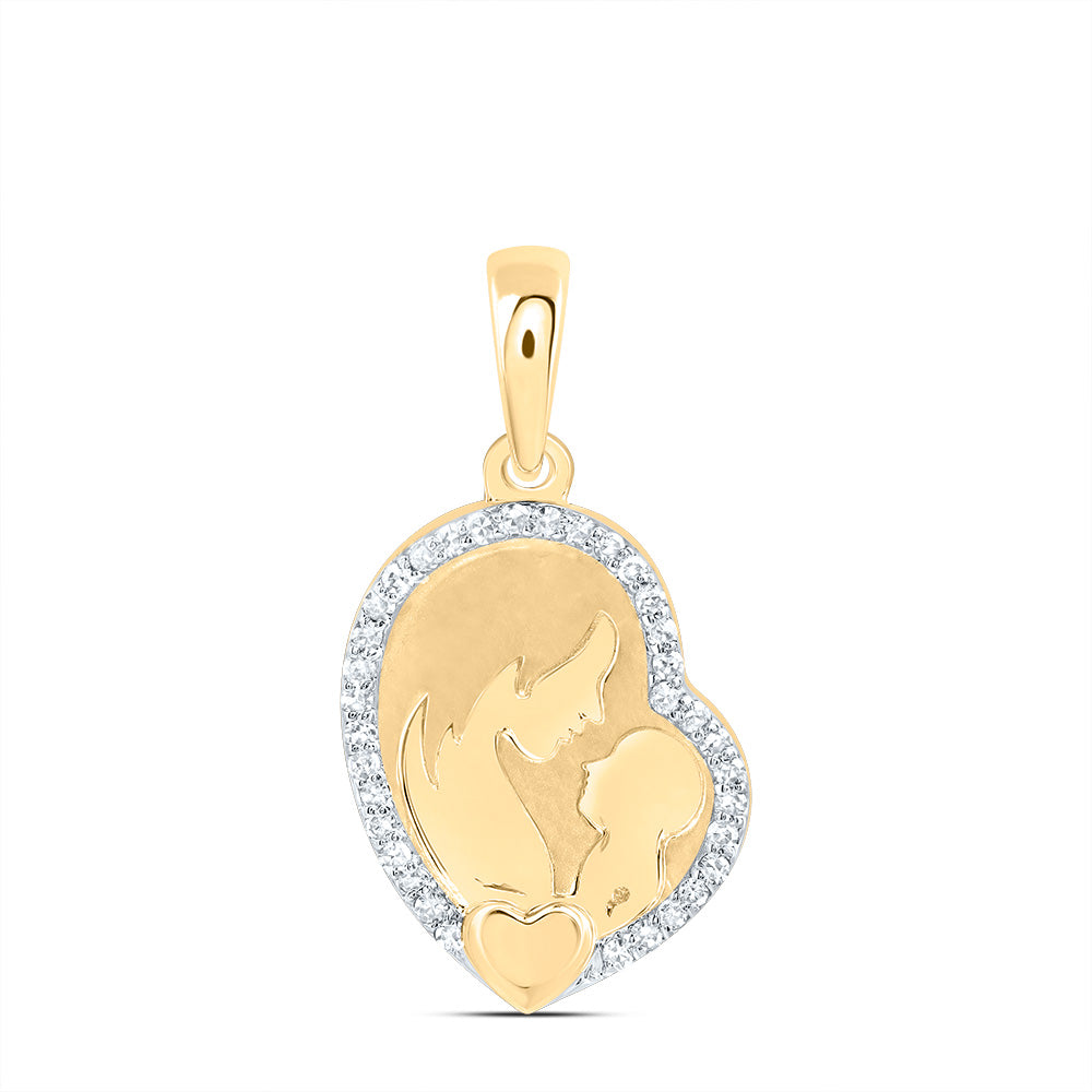1/10Ctw-Nat Dia Nk Gift Mom Heart Pendant (0.985 grams)