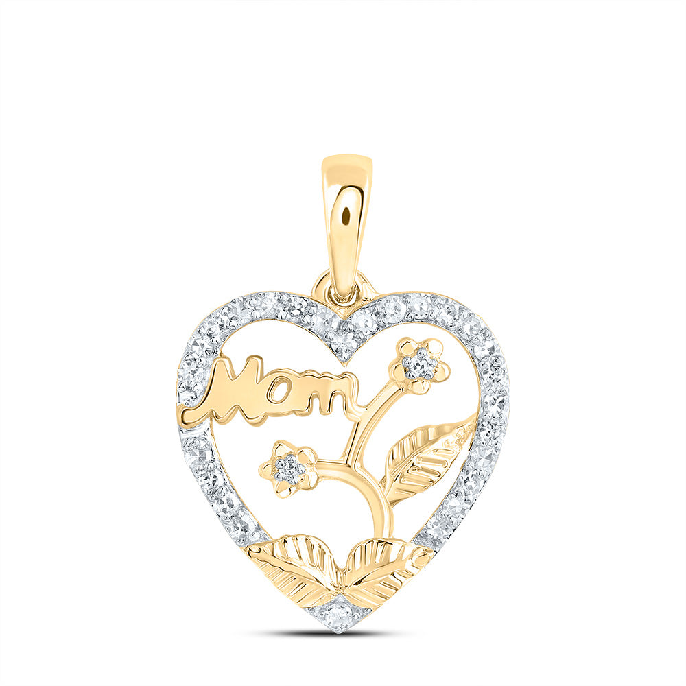 1/8Ctw-Nat Dia Nk Gift Mom Heart Pendant (1.07 grams)