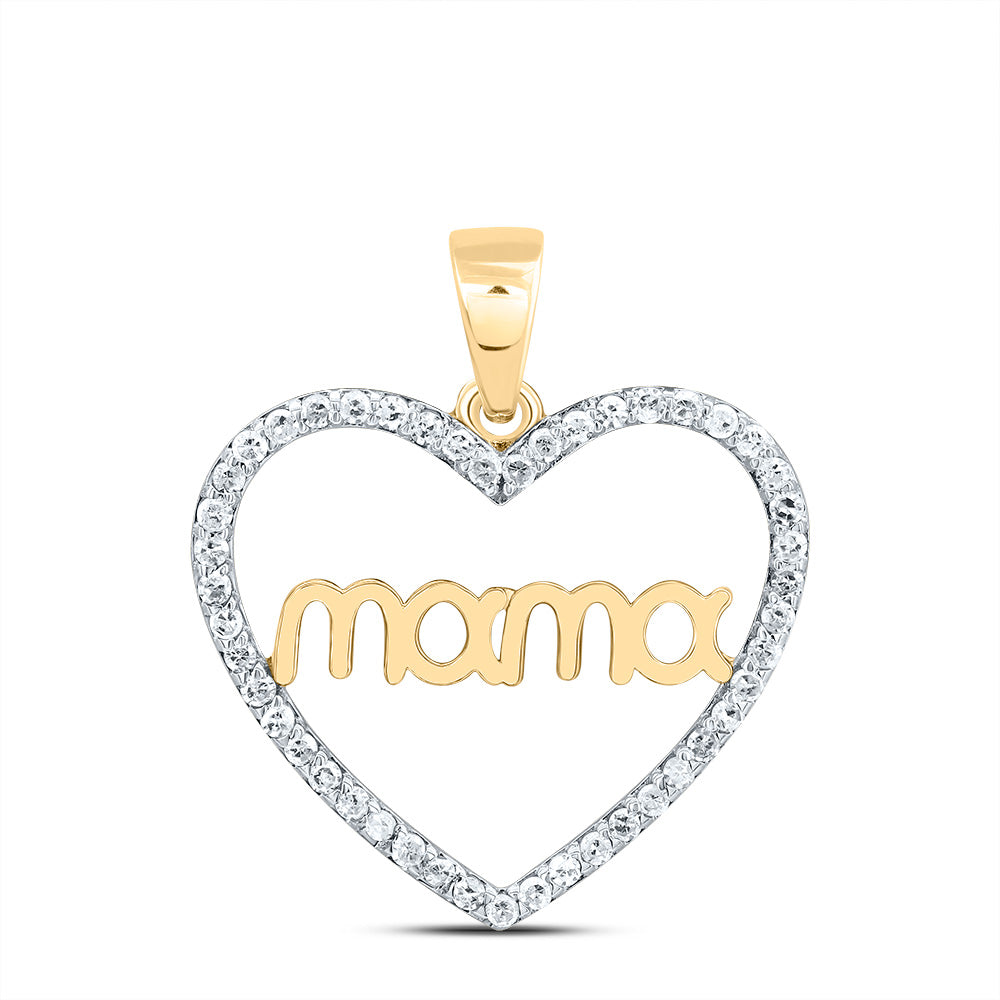 1/5Ctw-Nat Dia P1 Gift "Mama" Heart Pendant (0.996 grams)