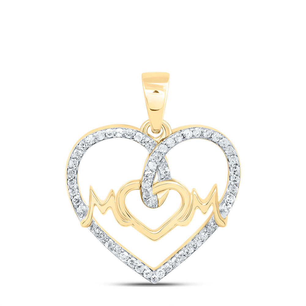 1/6Ctw-Nat Dia P1 Gift "Mom" Heart Pendant (1.76 grams)