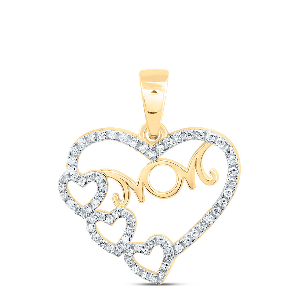 1/6Ctw-Nat Dia P1 Gift "Mom" Heart Pendant (1.7568 grams)