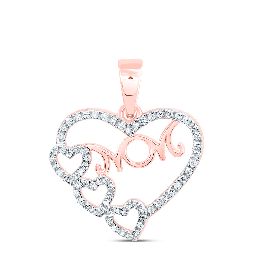 1/6Ctw-Nat Dia P1 Gift "Mom" Heart Pendant (1.7568 grams)
