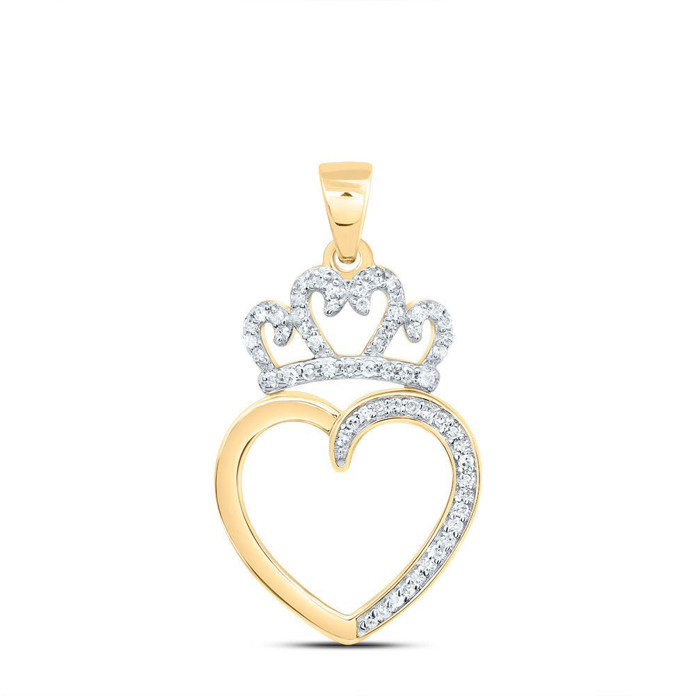 1/5Ctw-Nat Dia P1 Gift Crown Heart Pendant (1.5084 grams)