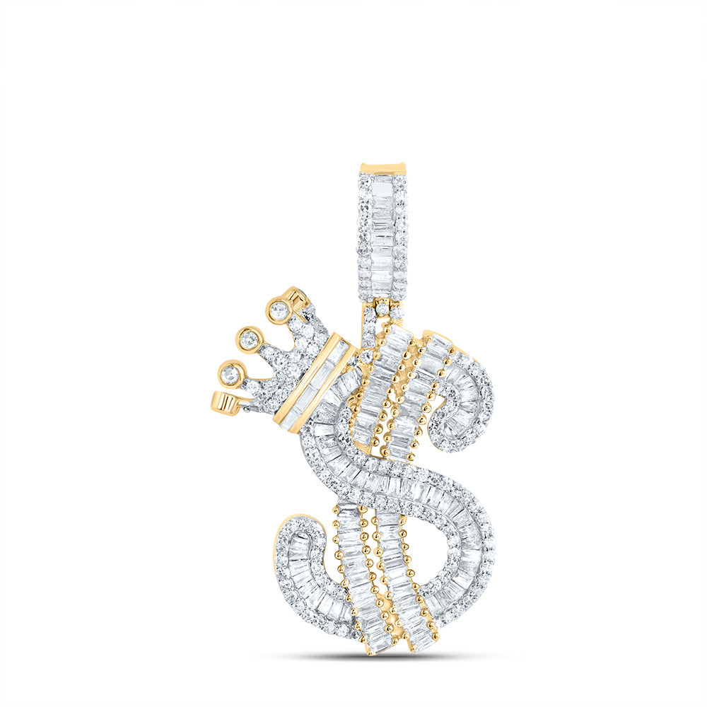 1 Ctw-Dia Nk Fashion Crown Dollar Sign Mens Charm (4.473 grams)