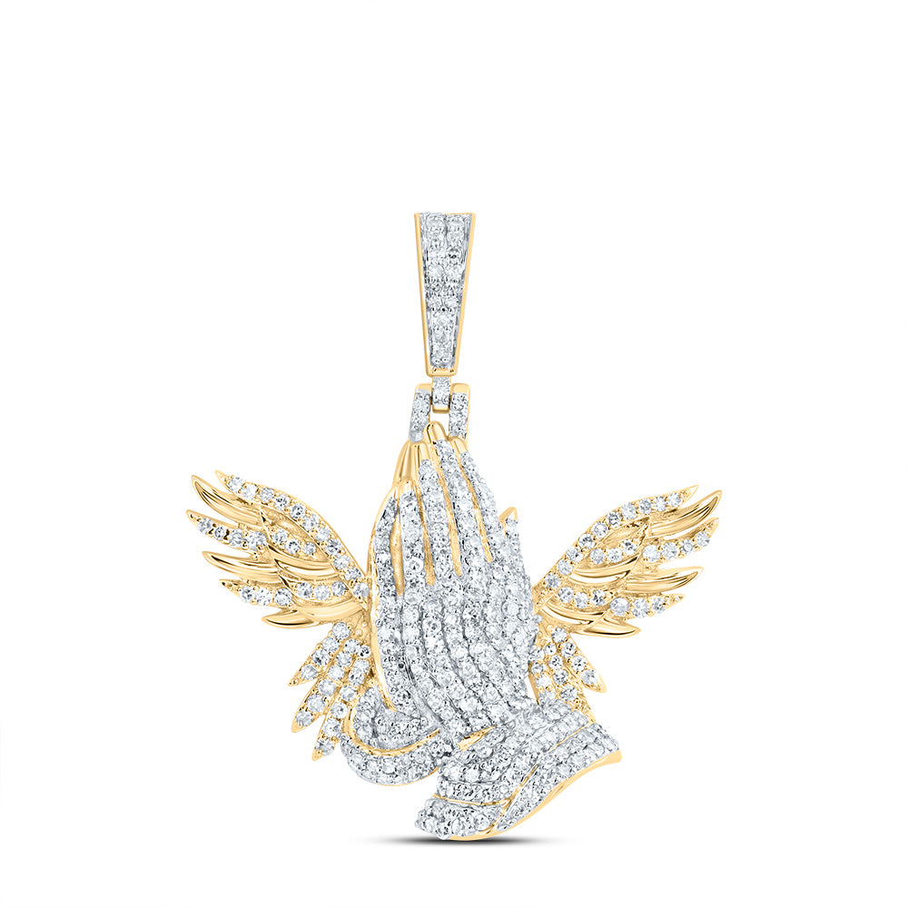 1Ctw-Dia Nk Wings Praying Hand Mens Charm (6.75 grams)