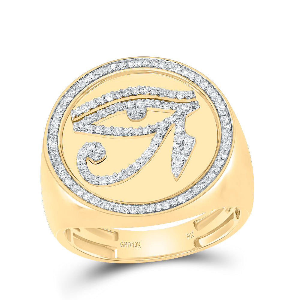 1/2Ctw-Dia Nk Round Eye Of Horus Mens Ring (9.44 grams)