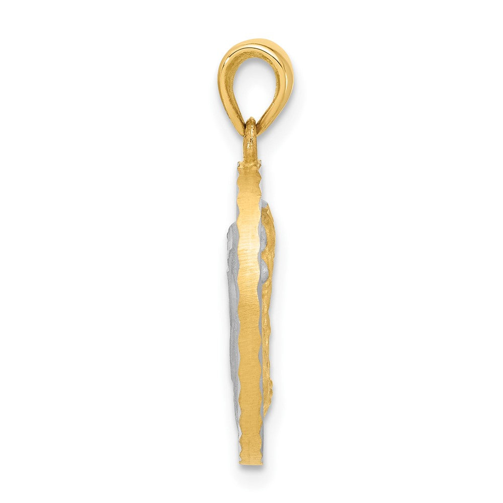 14k Yellow & Rhodium 17.7 mm Satin and D/C Reversible Mary / Jesus Pendant (3.01 grams)