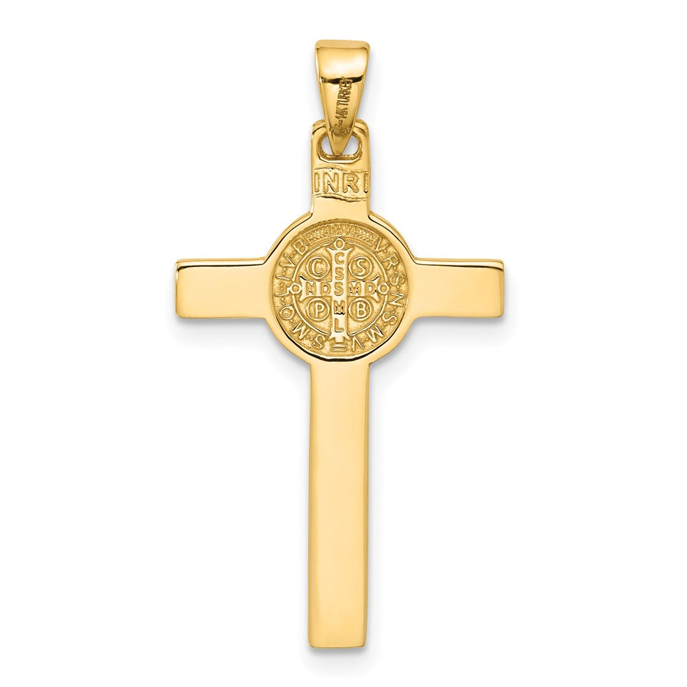 14k Two-tone 17 mm Jesus Crucifix and St Benedict Pendant (2.31 grams)