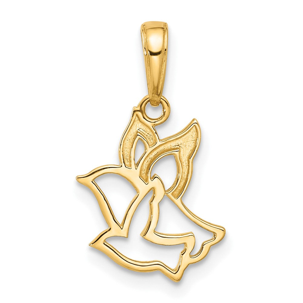 14k Yellow & Rhodium 11.3 mm D/C Doves Pendant (1 grams)