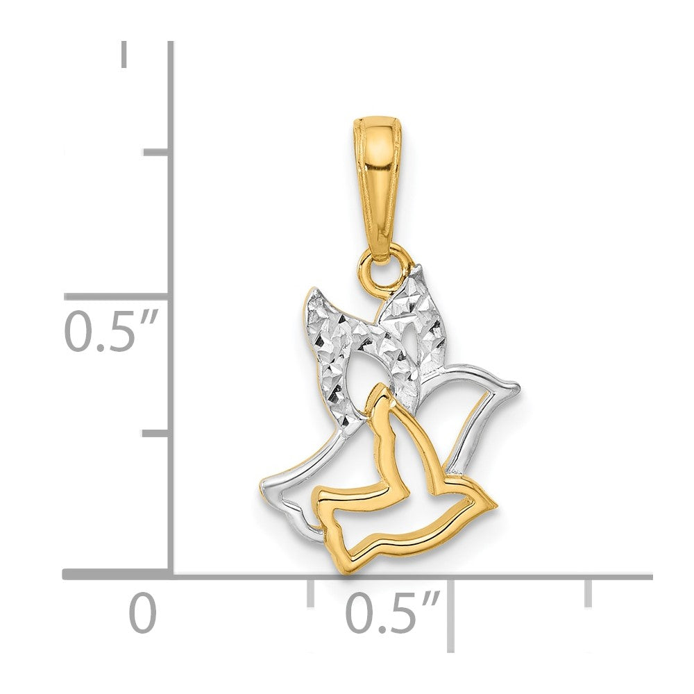 14k Yellow & Rhodium 11.3 mm D/C Doves Pendant (1 grams)