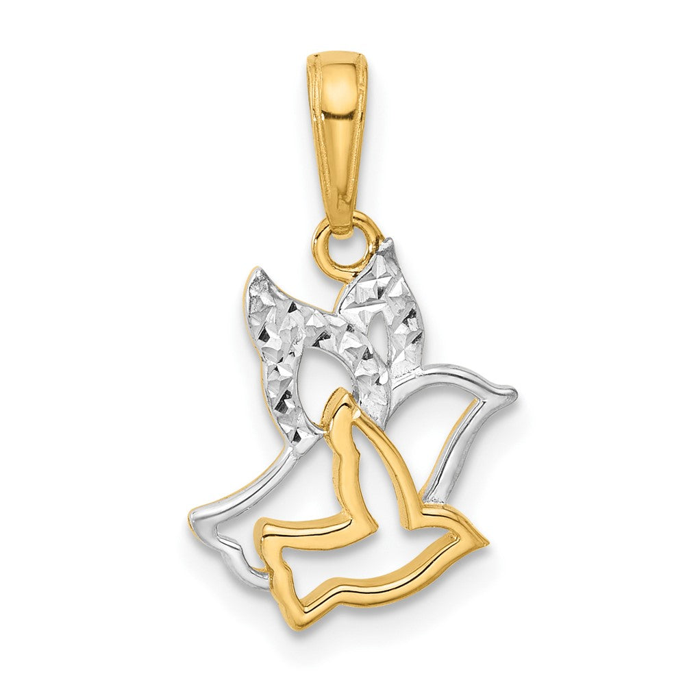 14k Yellow & Rhodium 11.3 mm D/C Doves Pendant (1 grams)