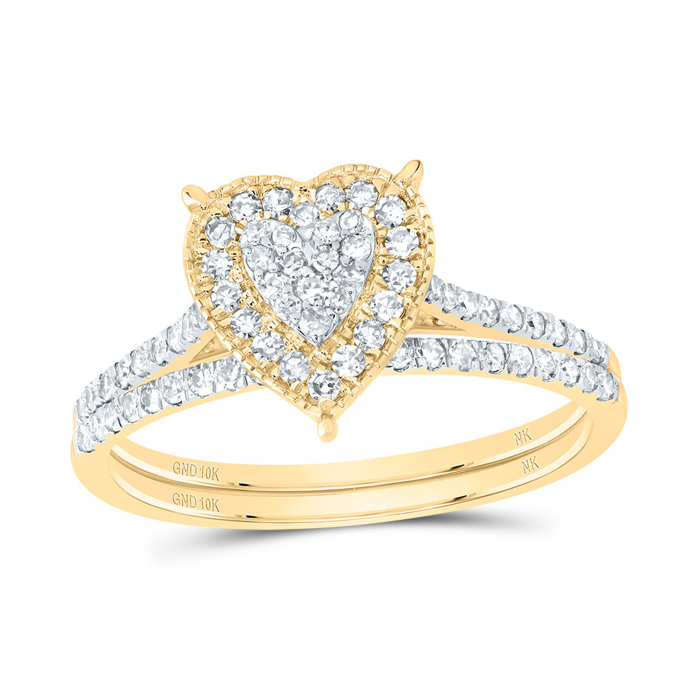 3/8Ctw-Dia Nk Heart Single Halo Bridal Set (1.93 grams)