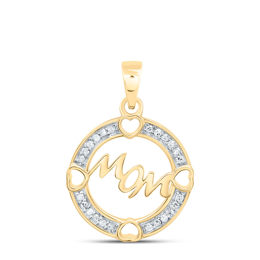 1/10Ctw-Nat Dia P1 Gift "Mom" Heart Pendant (1.4708 grams)