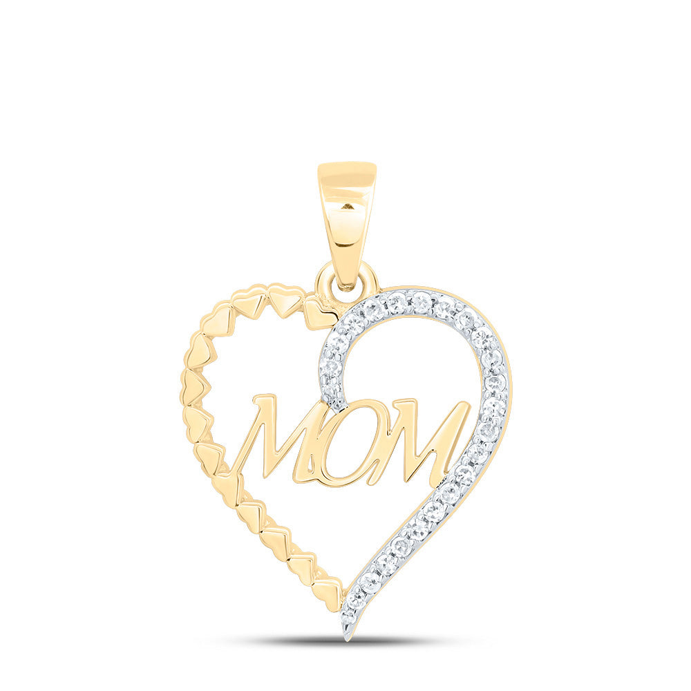 1/10Ctw-Nat Dia P1 Gift "Mom" Heart Pendant (1.0338 grams)