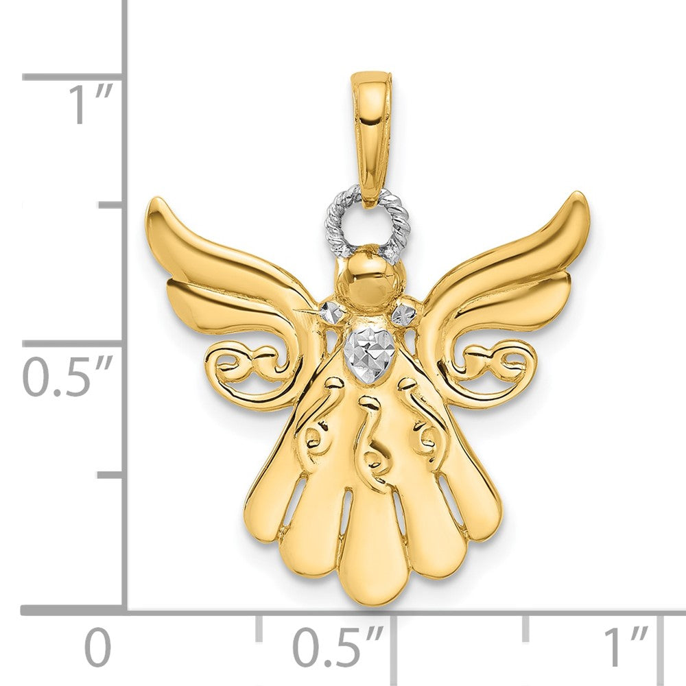 14k Yellow & Rhodium 21.6 mm D/C Angel Pendant (2.26 grams)