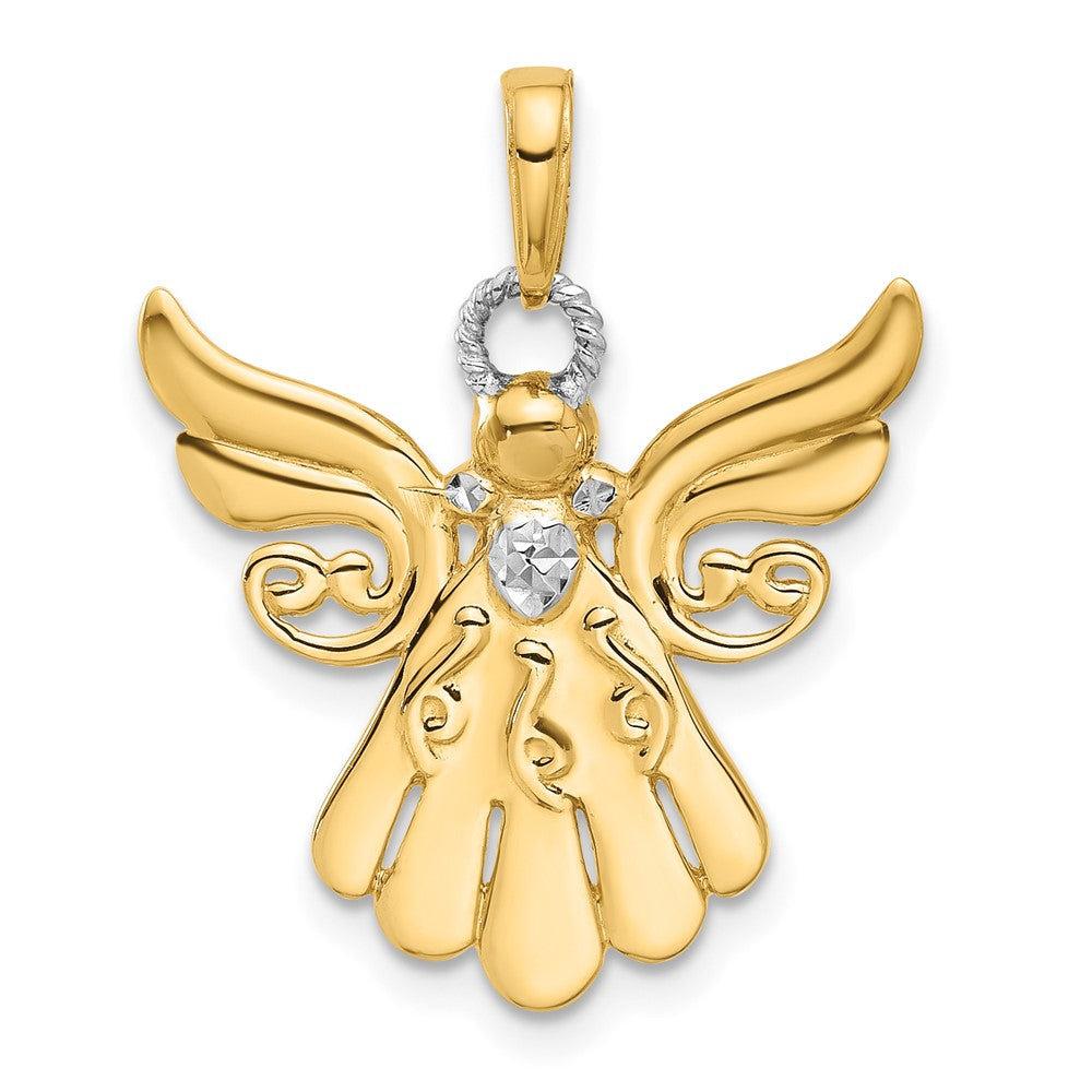 14k Yellow & Rhodium 21.6 mm D/C Angel Pendant (2.26 grams)
