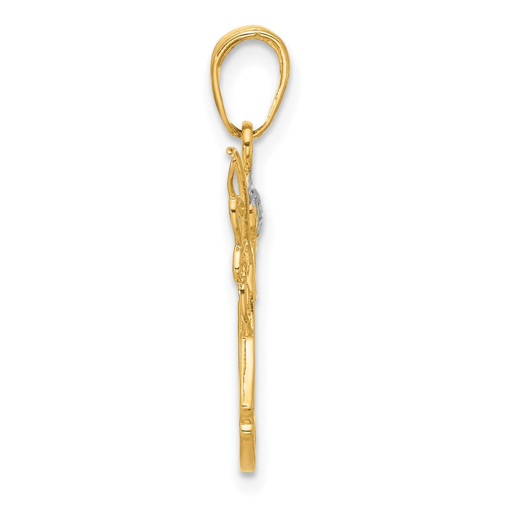 14k Yellow & Rhodium 12.3 mm D/C Angel Pendant (0.7 grams)