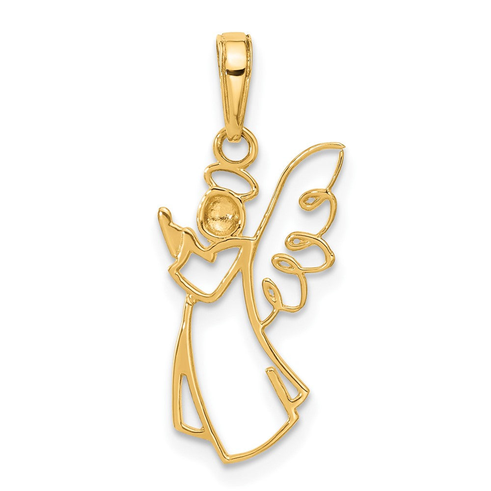 14k Yellow & Rhodium 12.3 mm D/C Angel Pendant (0.7 grams)
