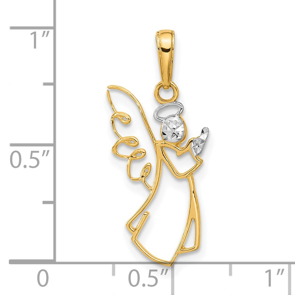 14k Yellow & Rhodium 12.3 mm D/C Angel Pendant (0.7 grams)