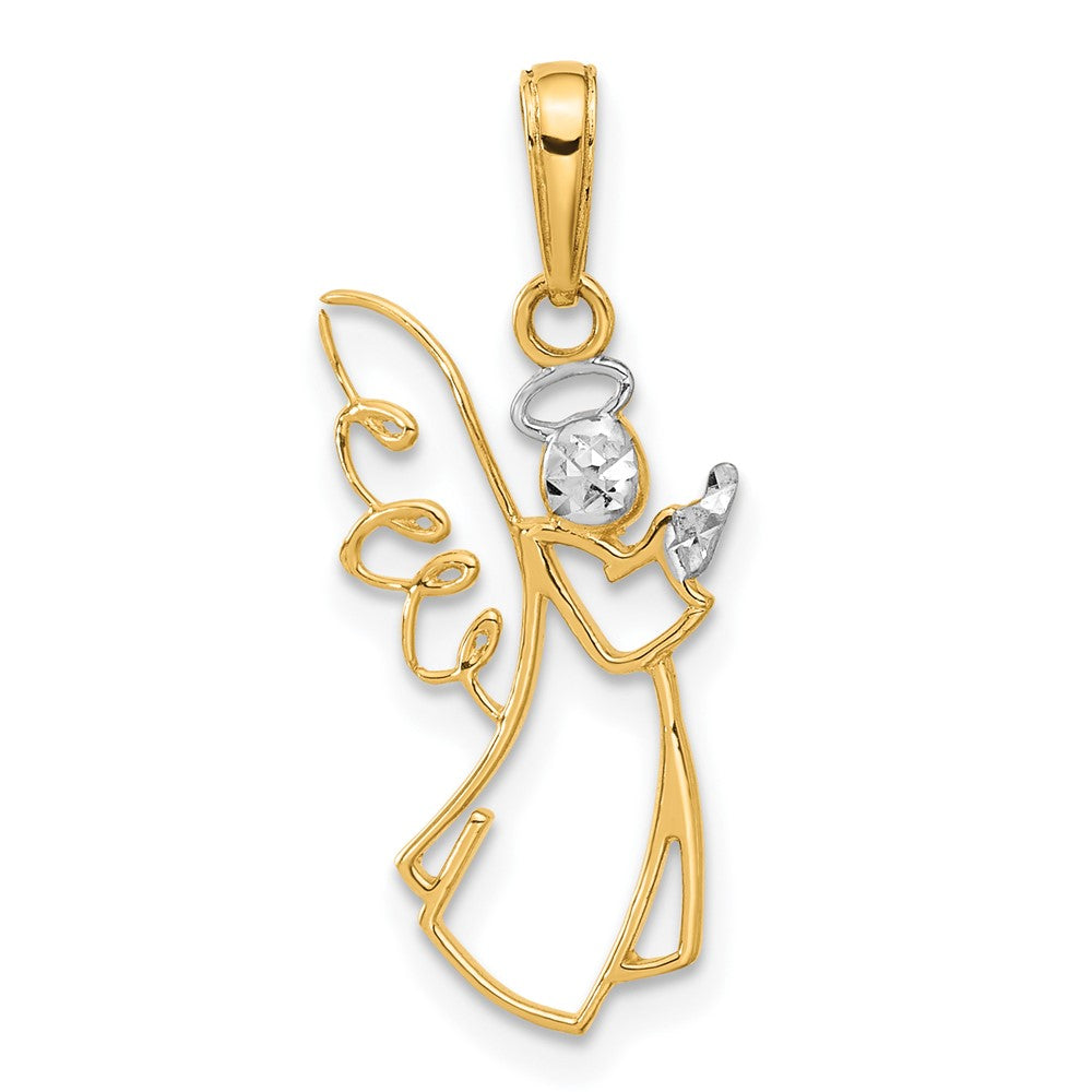 14k Yellow & Rhodium 12.3 mm D/C Angel Pendant (0.7 grams)