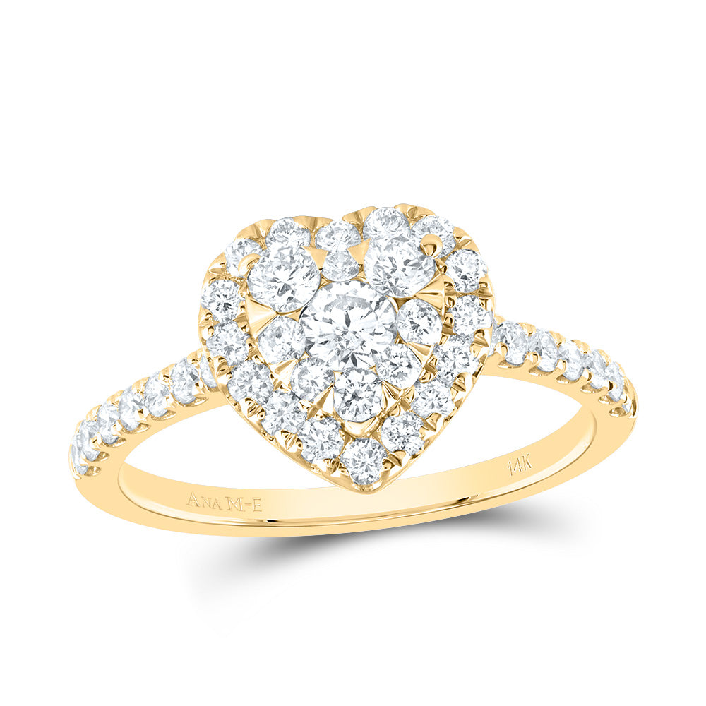 7/8Ctw-Nat Dia Ana M Elite Heart Single Halo Bridal Ring (2.84 grams)