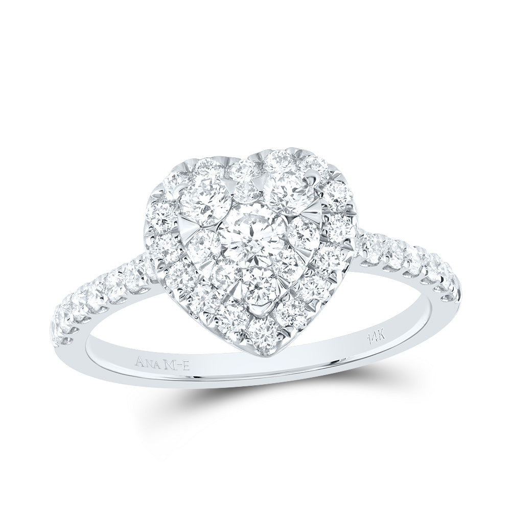 7/8Ctw-Nat Dia Ana M Elite Heart Single Halo Bridal Ring (2.79 grams)