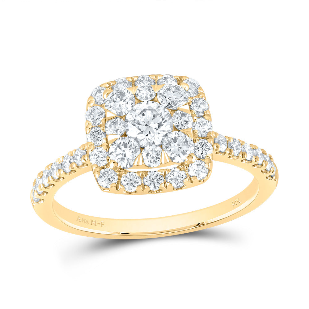 1Ctw-Dia Ana M Elite 1/4Ct-Crd Cushion Single Halo Bridal Ring (2.86 grams)