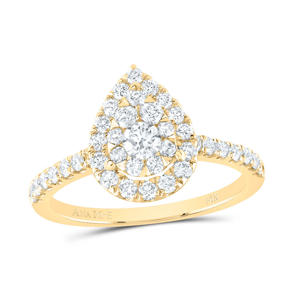 7/8Ctw-Dia Ana M Elite Pear Single Halo Bridal Ring (2.73 grams)