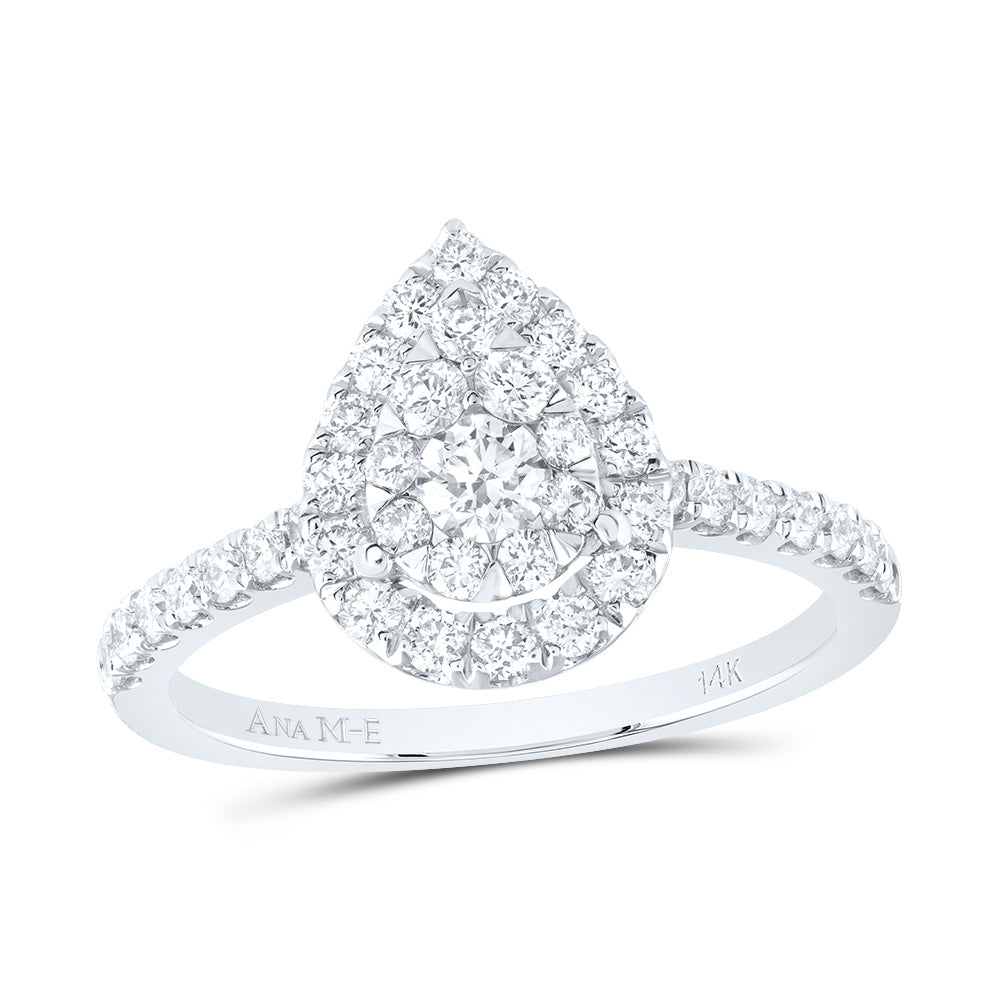 7/8Ctw-Dia Ana M Elite Pear Single Halo Bridal Ring (2.75 grams)