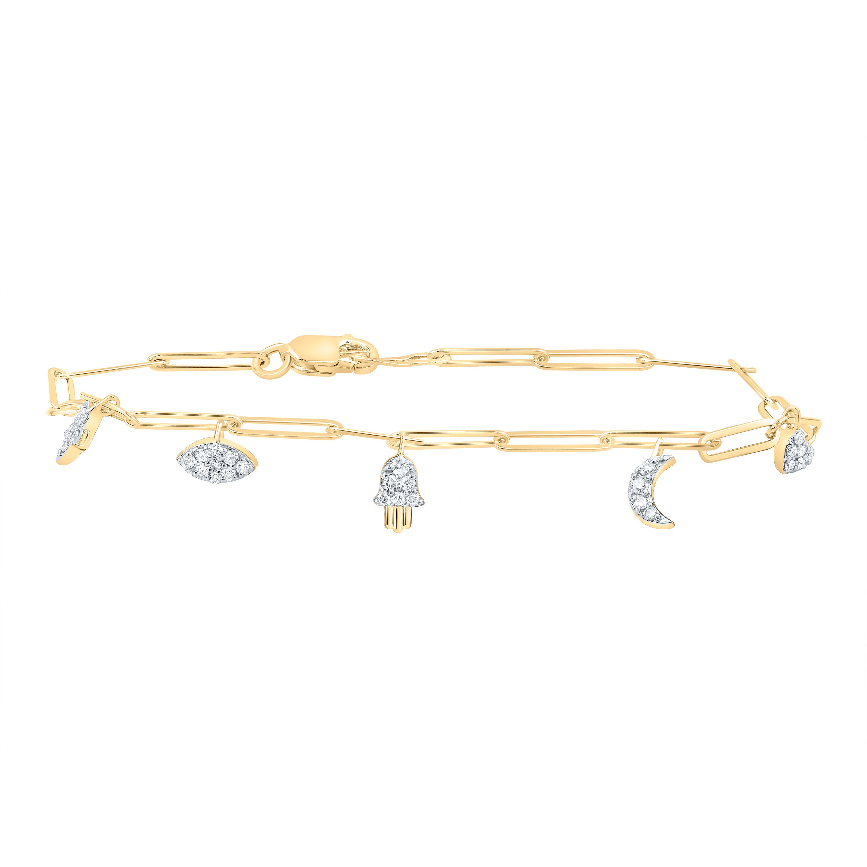 1/5Ctw-Nat Dia Cn Fashion Paper Clip Bracelet (7 Inch) (2.261 grams)