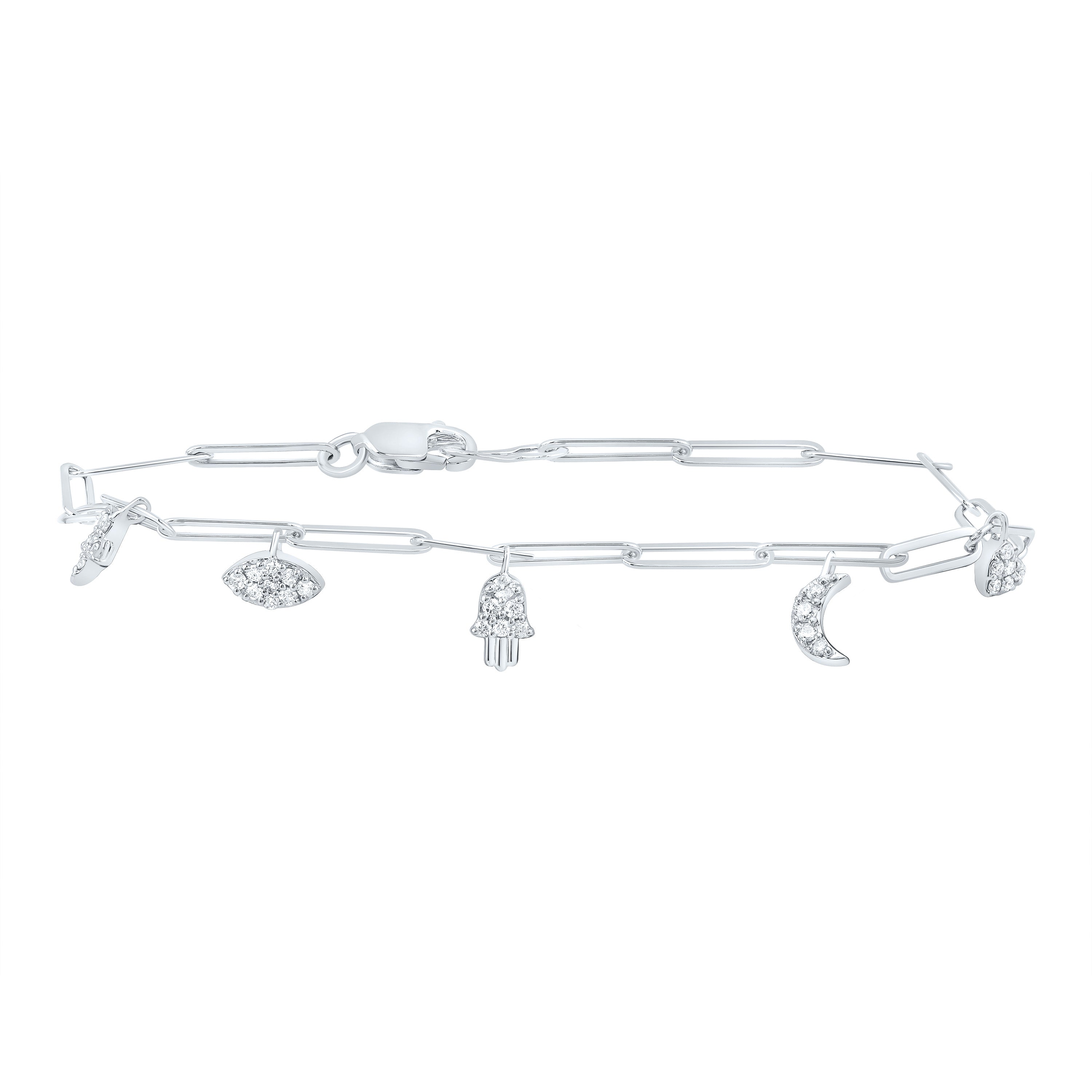 1/5Ctw-Nat Dia Cn Fashion Paper Clip Bracelet (7 Inch) (2.191 grams)