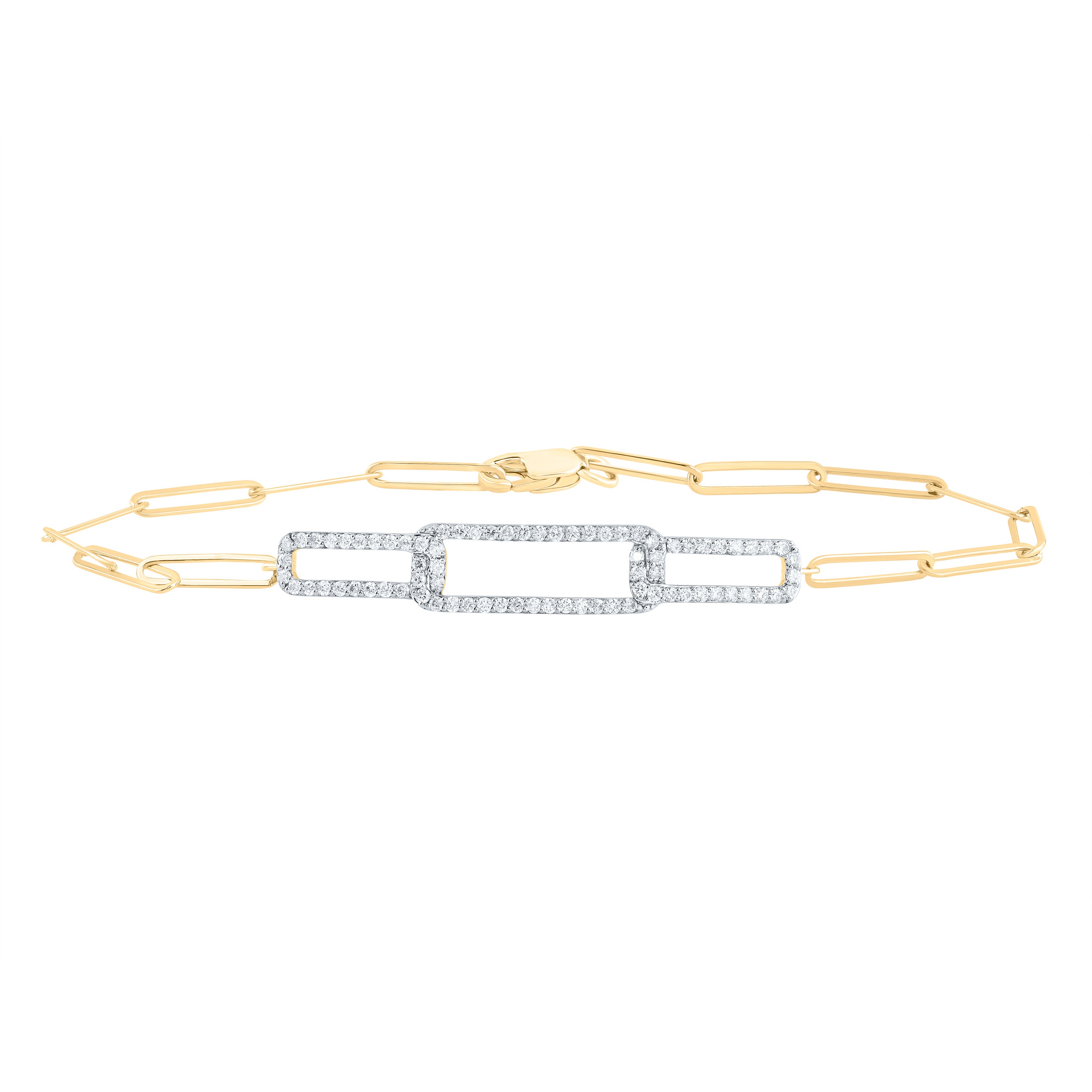 3/8Ctw-Nat Dia Ana M Fashion Paper Clip Bracelet (7 Inch) (3.264 grams)