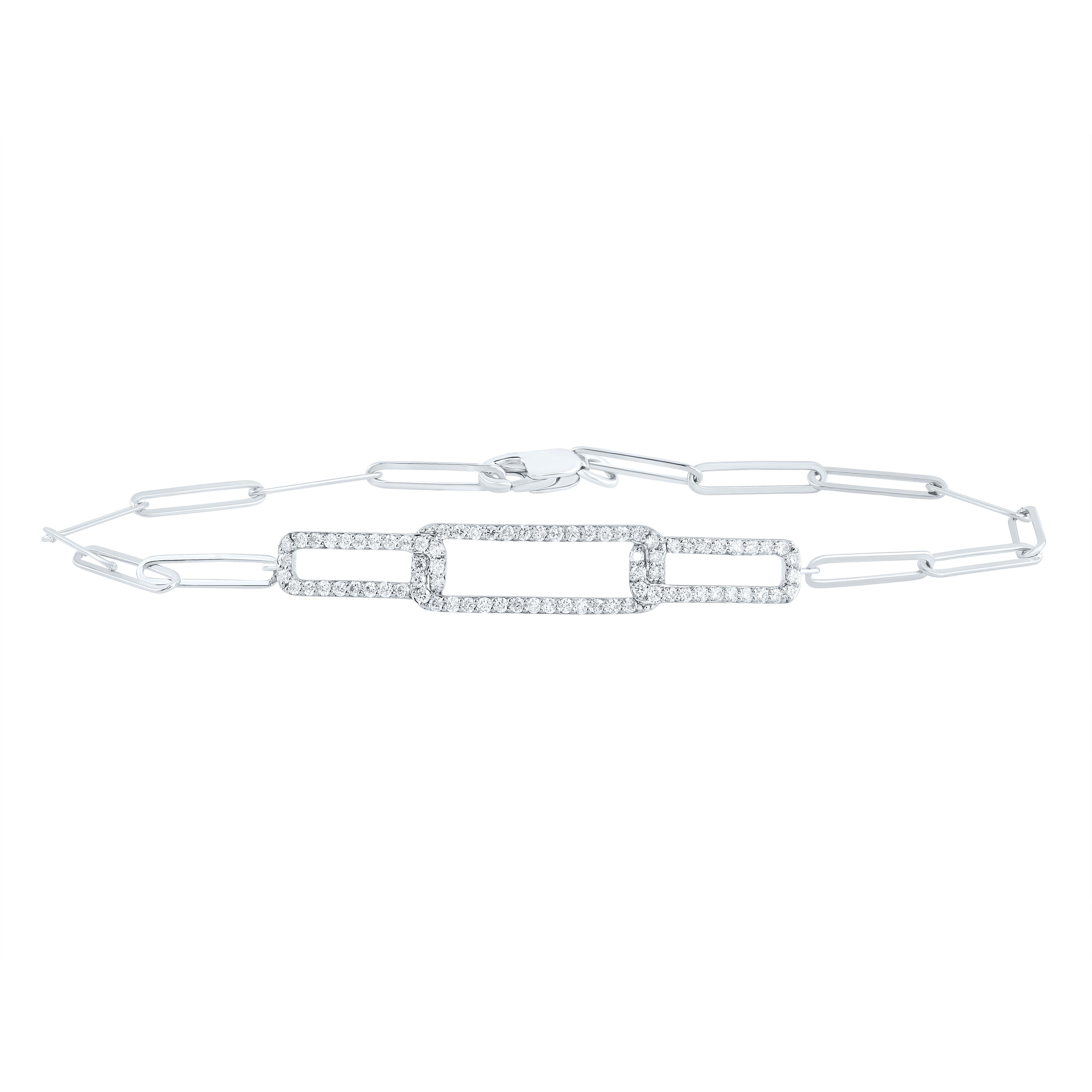 3/8Ctw-Nat Dia Ana M Fashion Paper Clip Bracelet (7 Inch) (3.194 grams)