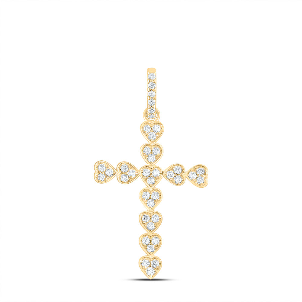 1/2Ctw-Nat Dia Ana M Fashion Heart Cross Pendant (2.89 grams)