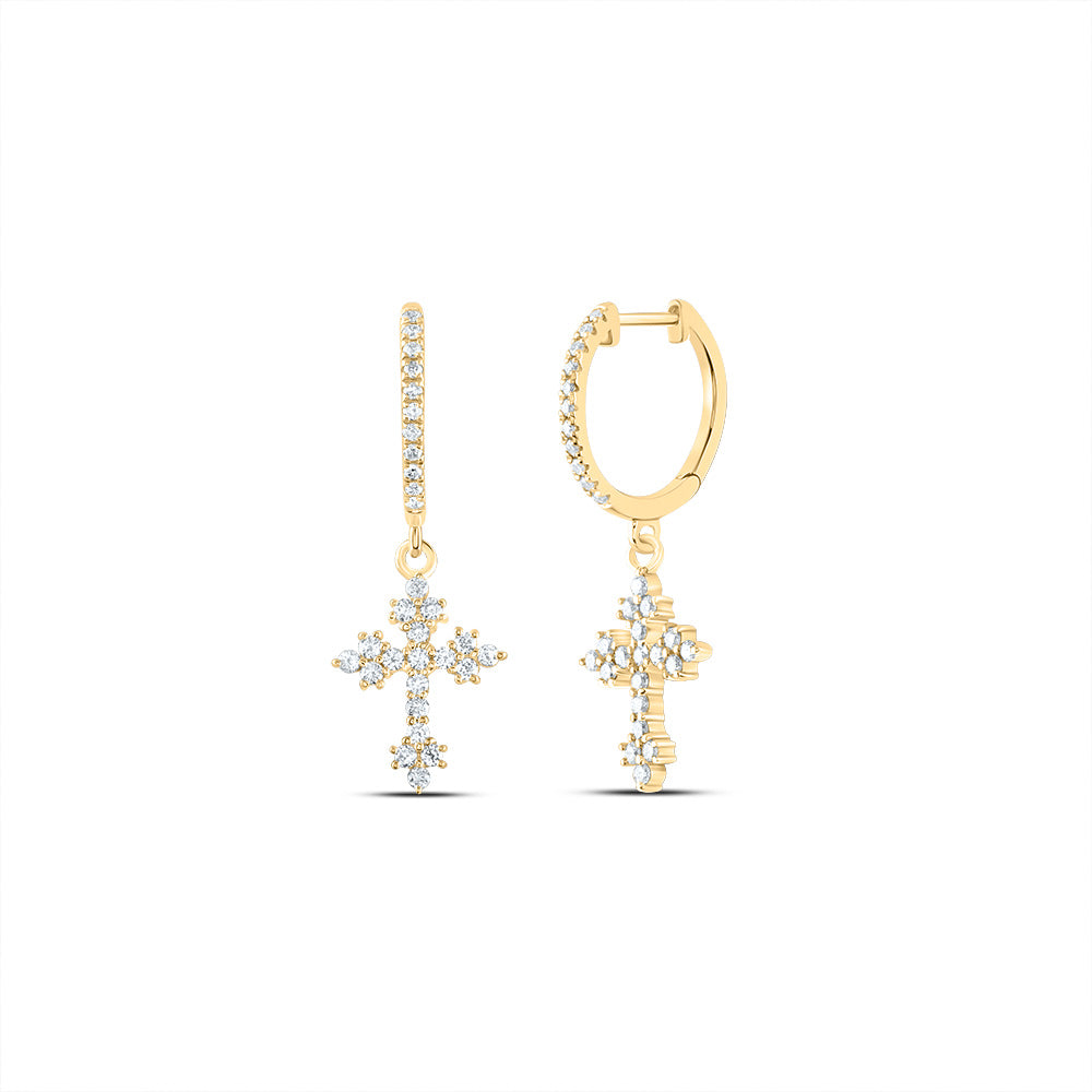 3/8Ctw-Diamond Ana M Fashion Cross Dangling Earring