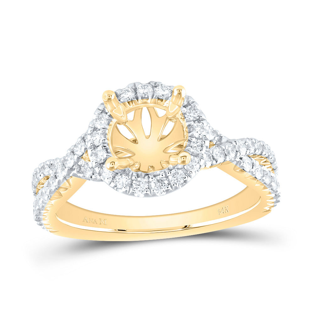 5/8Ctw-Dia Ana M 1 1/2Ct-Crd Semi-Mount Single Halo Engagement Ring (4.7 grams)