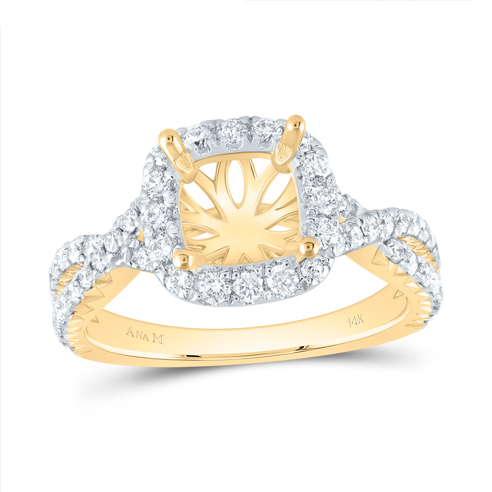 3/4Ctw-Dia Ana M 2Ct-Ccu Semi-Mount Single Halo Engagement Ring (4.8 grams)