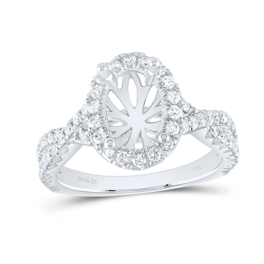 3/4Ctw-Dia Ana M 2Ct-Cov Semi-Mount Single Halo Engagement Ring (4.87 grams)