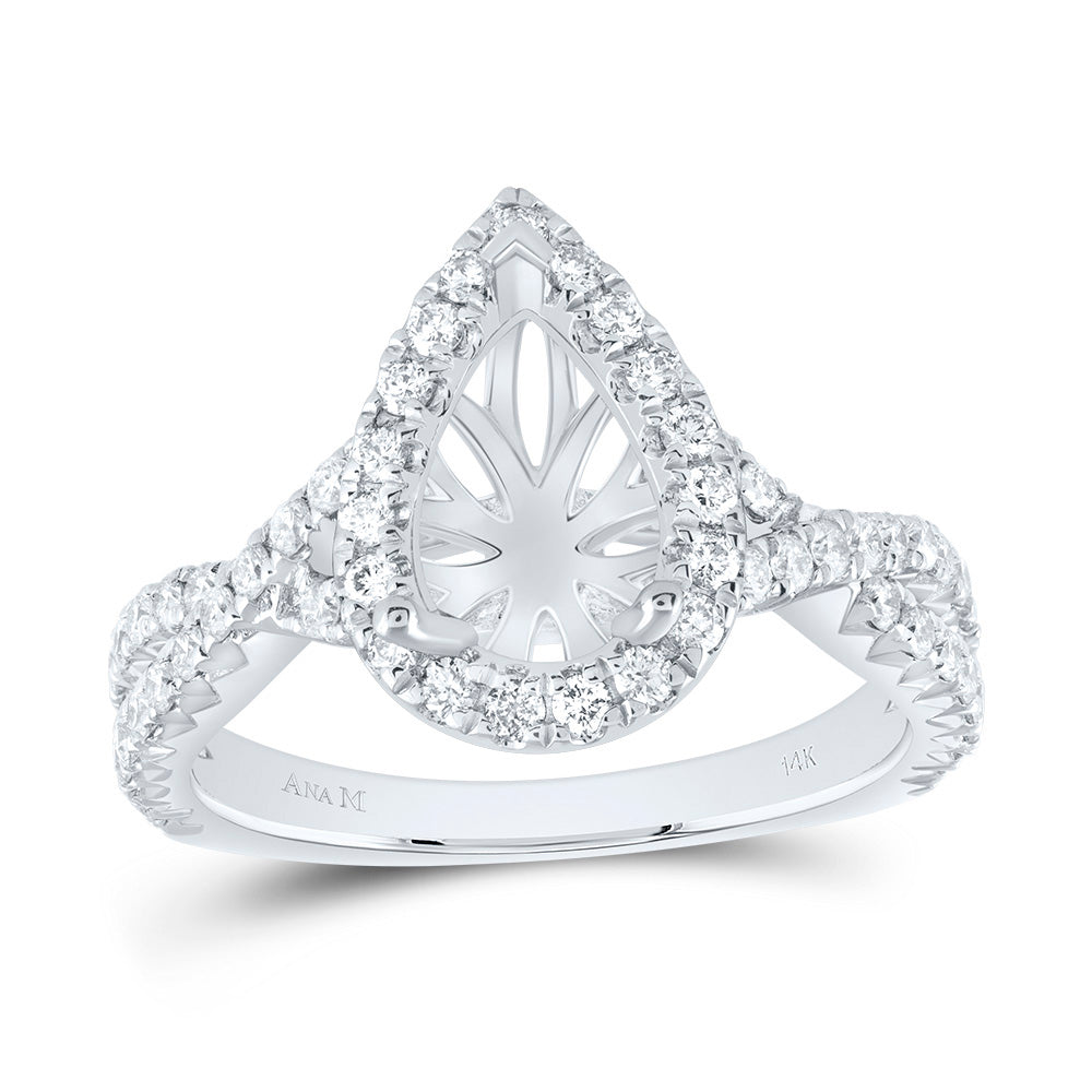 3/4Ctw-Dia Ana M 1 3/4Ct-Cps Semi-Mount Single Halo Engagement Ring (4.87 grams)