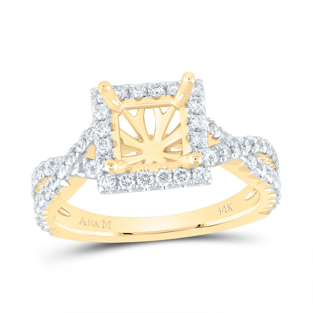 3/4Ctw-Dia Ana M 1 1/2Ct-Cpr Semi-Mount Single Halo Engagement Ring (5 grams)