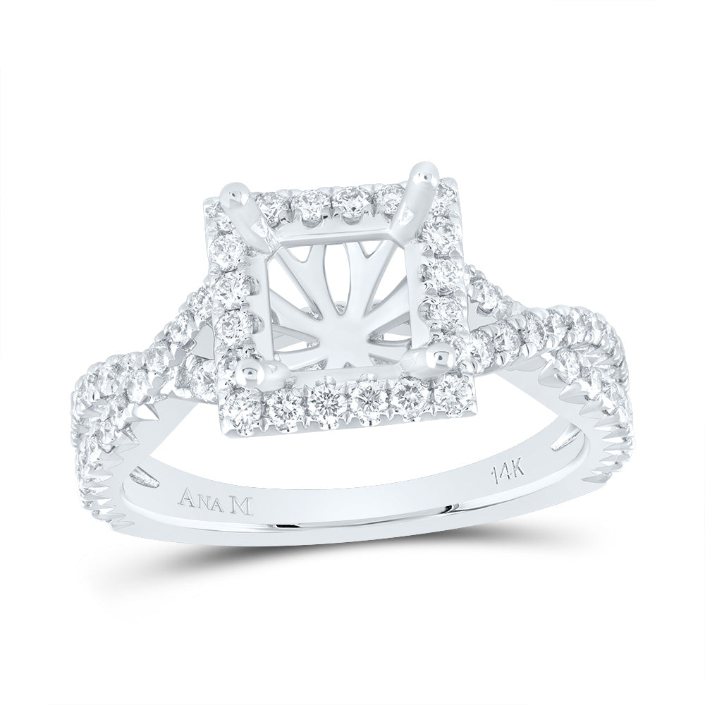 3/4Ctw-Dia Ana M 1 1/2Ct-Cpr Semi-Mount Single Halo Engagement Ring (4.93 grams)