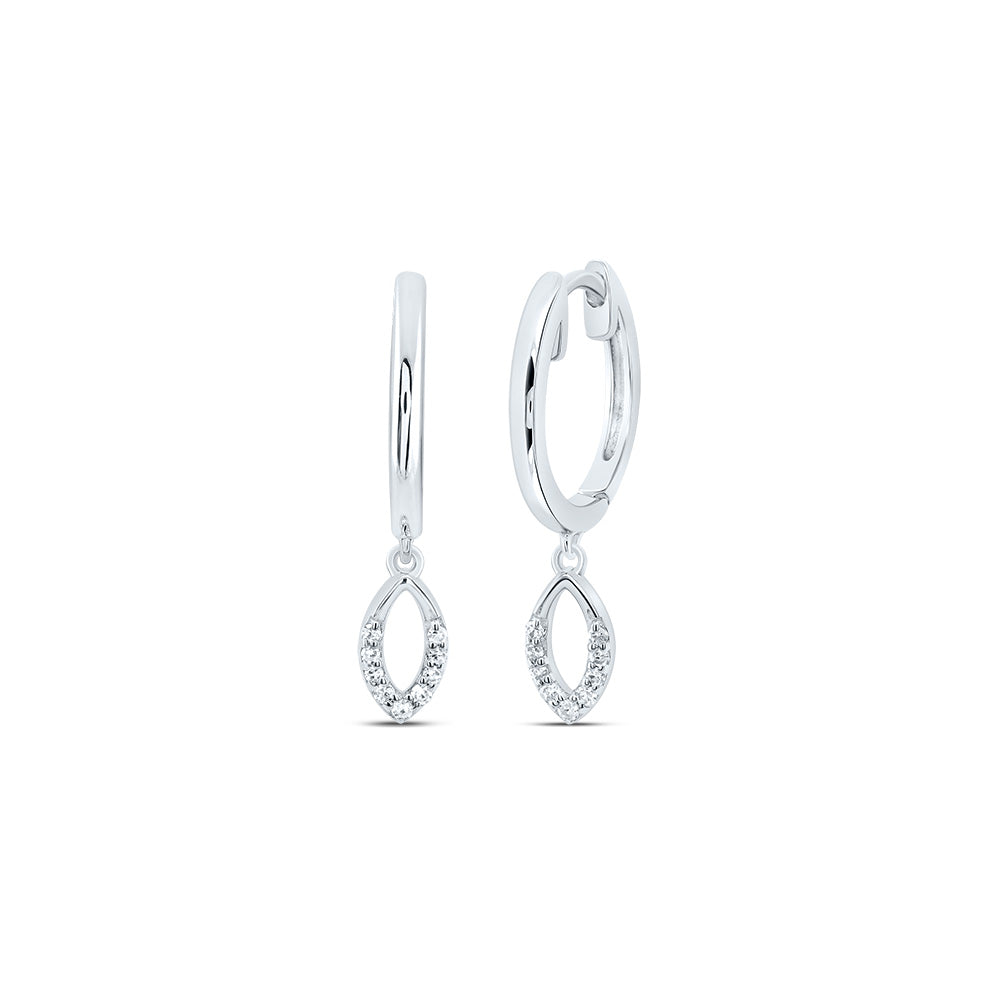 1/12Ctw-Dia Nk Marquise Dangling Hoops Earring