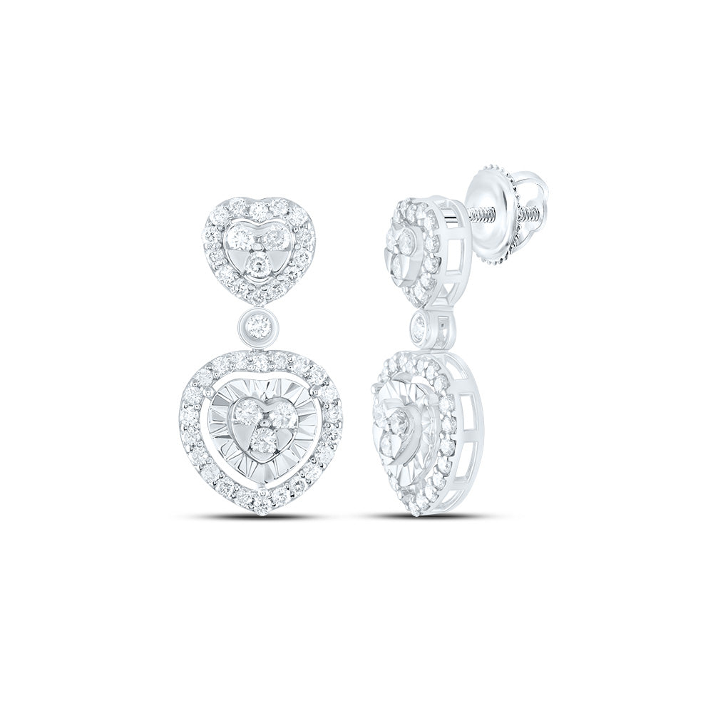 1/2Ctw-Nat Diamond Fashion Heart Dangling Earring