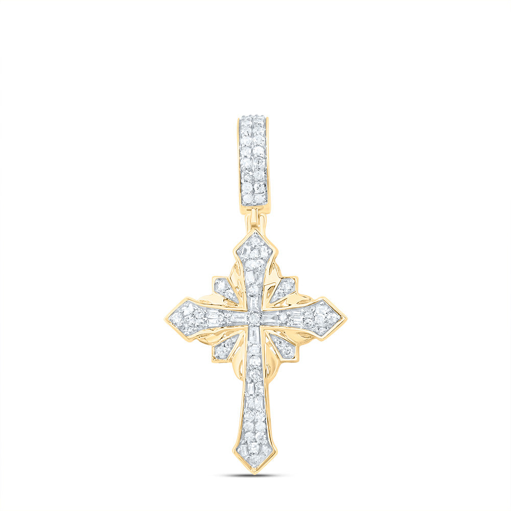 3/8 Ctw-P1 Diamond Cross Mens Charm (2.124 grams)