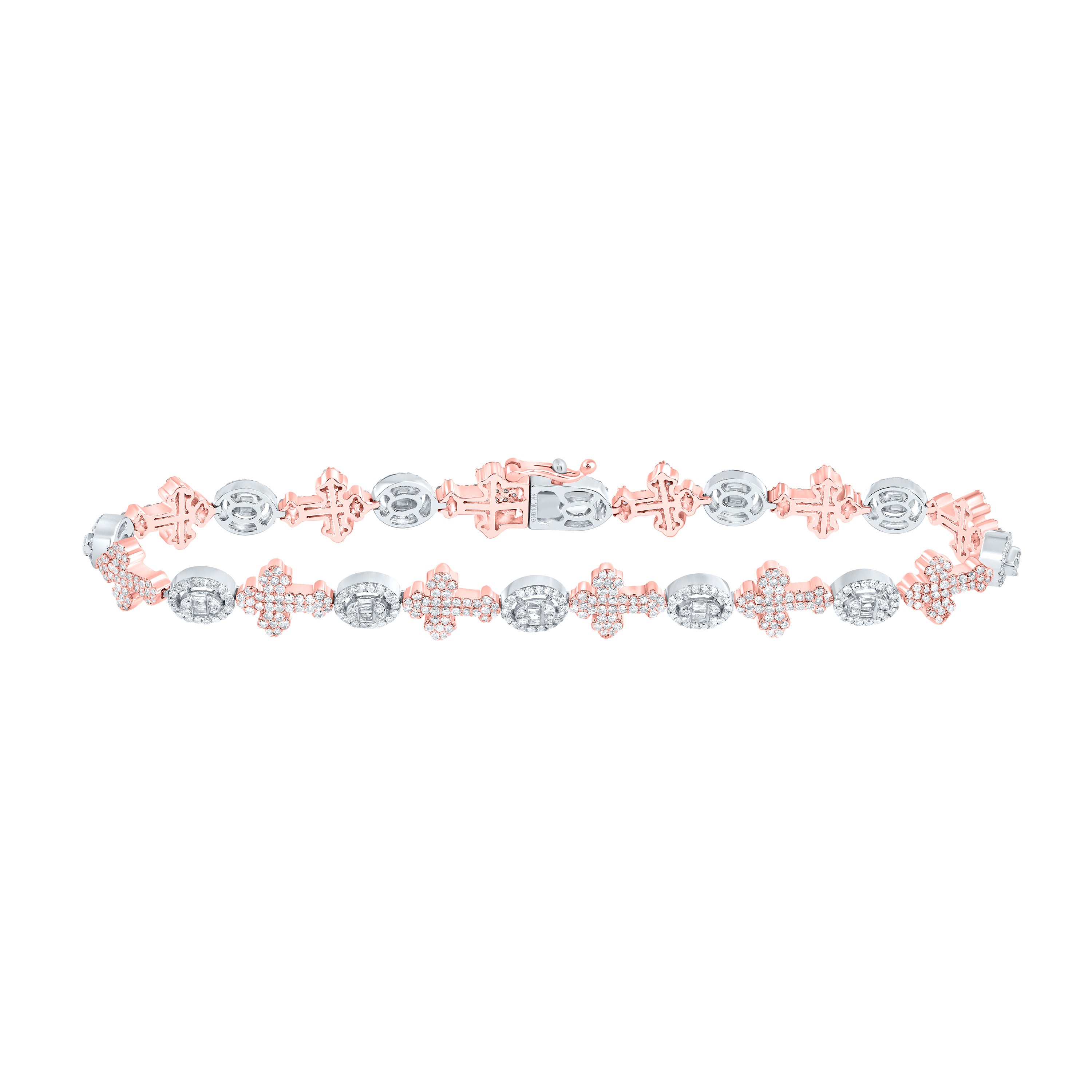 2 5/8Ctw-Nat Dia Nk Round Cross Mens Bracelet (8 Inch) (13.313 grams)