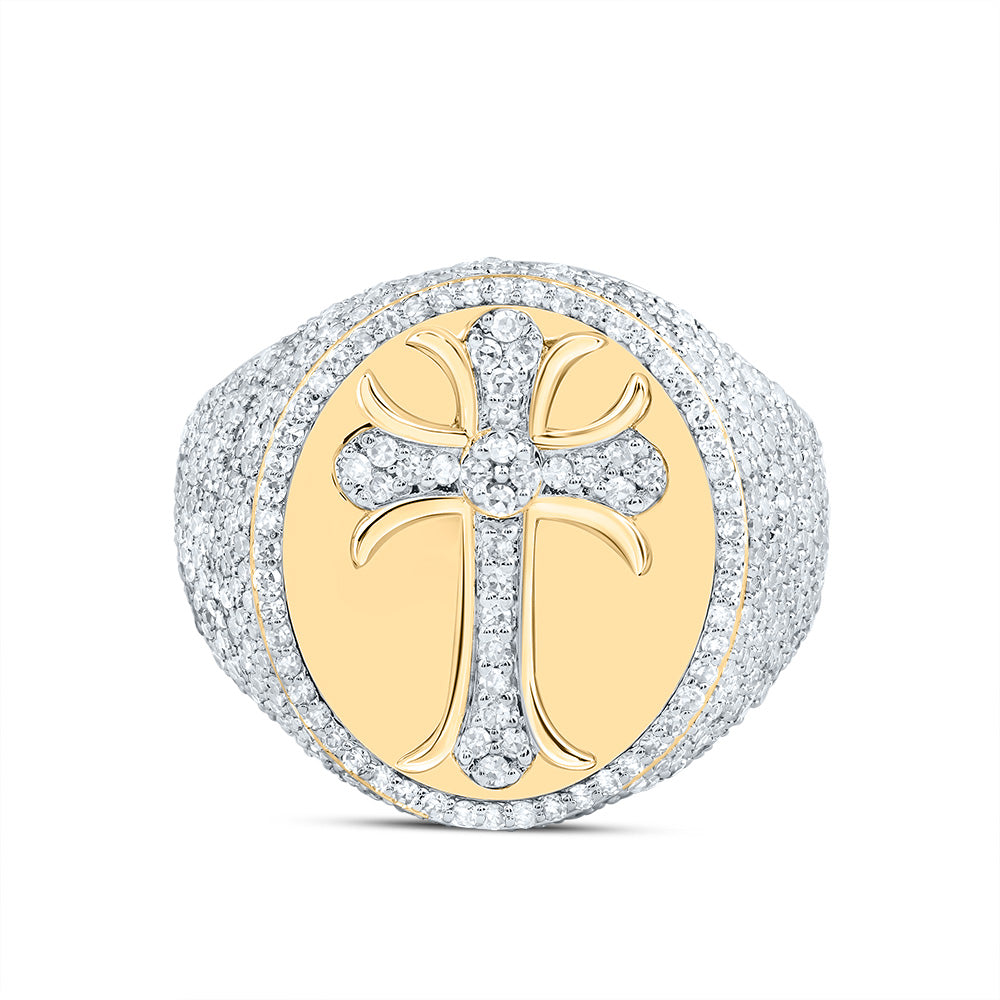1 7/8Ctw-Dia Nk Crome Cross Mens Ring (4.61 grams)